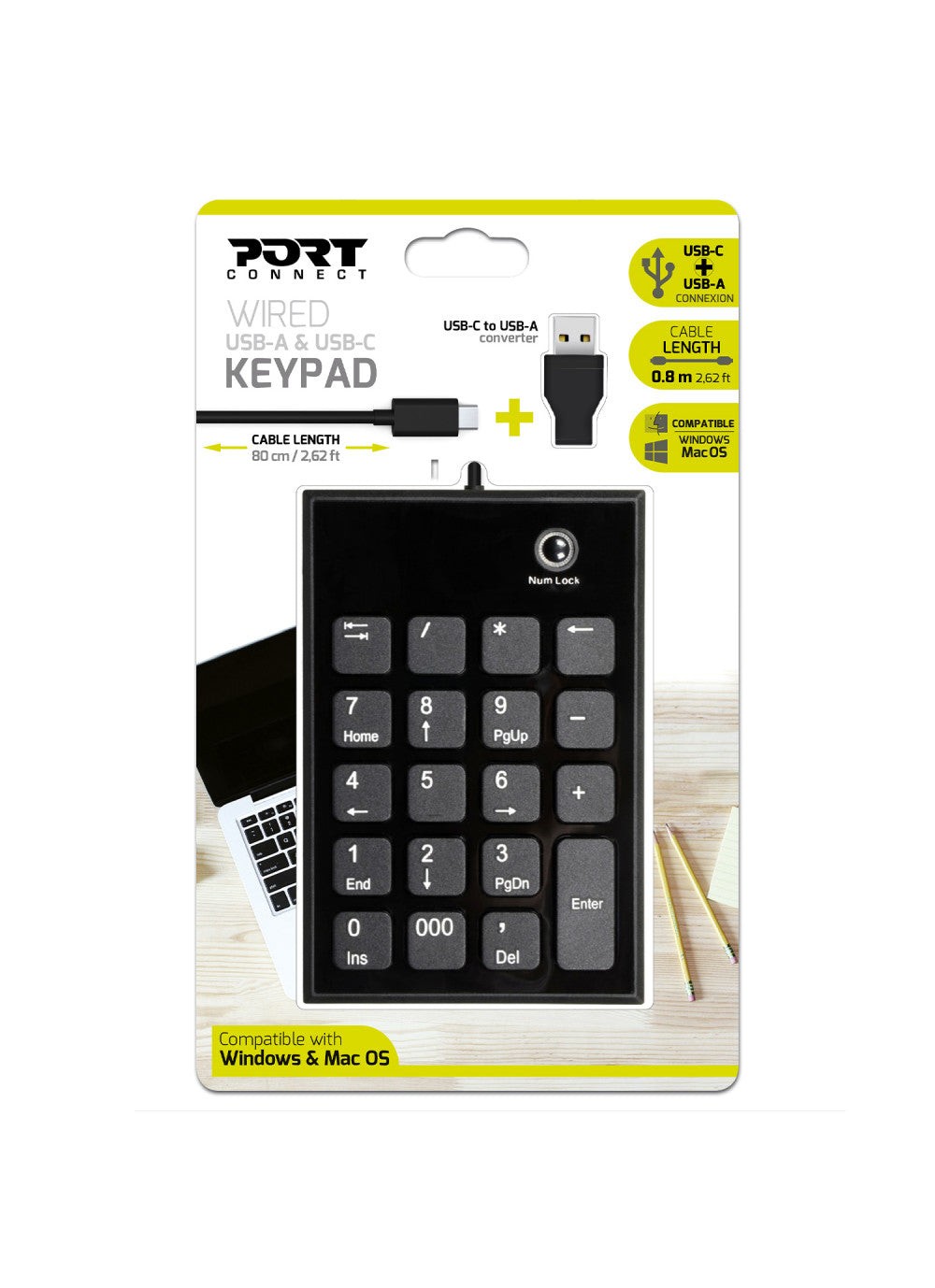 Port Designs 900801 numeric keypad Notebook USB Black, Grey