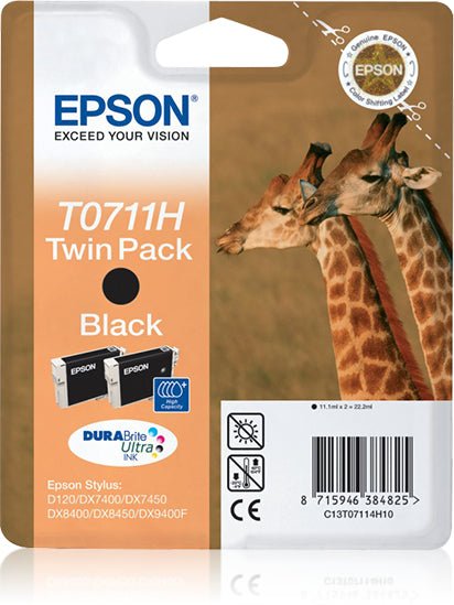 Epson Giraffe Twinpack Black T0711H DURABrite Ultra Ink