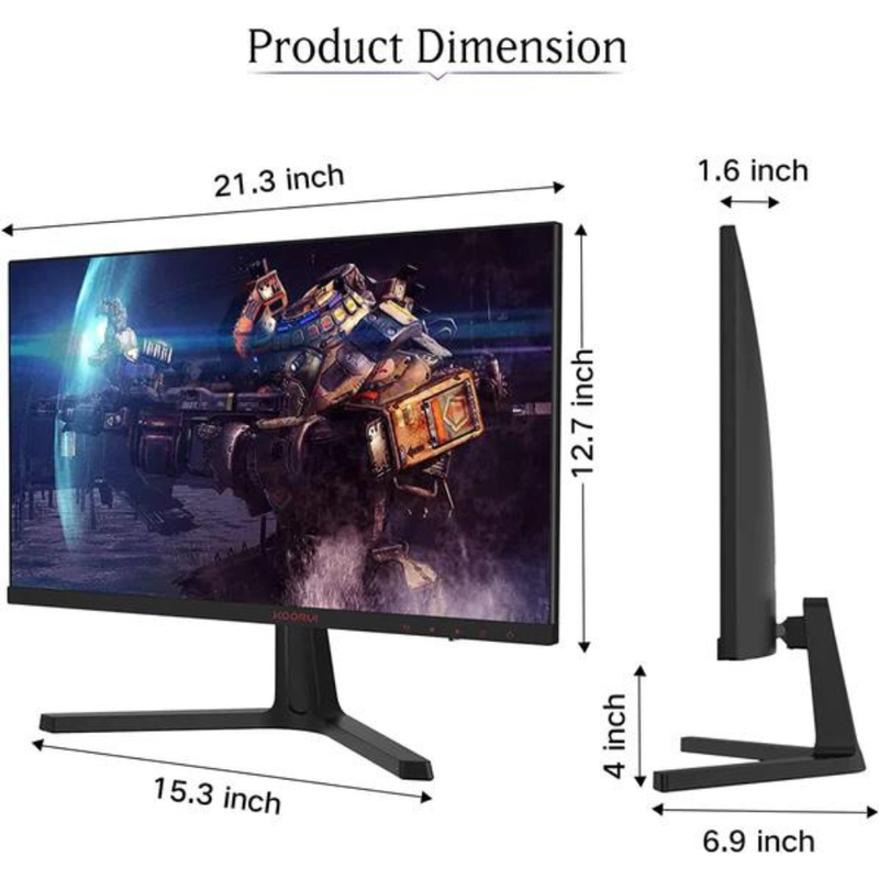 Koorui 24E4 24" Gaming Monitor side view and specifications