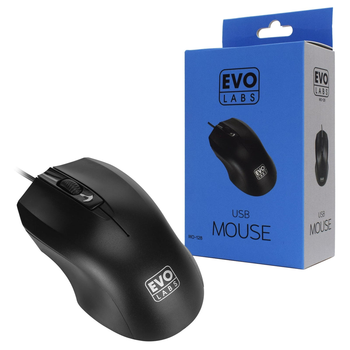 Evo Labs MO-128 mouse Ambidextrous USB Type-A Optical 800 DPI