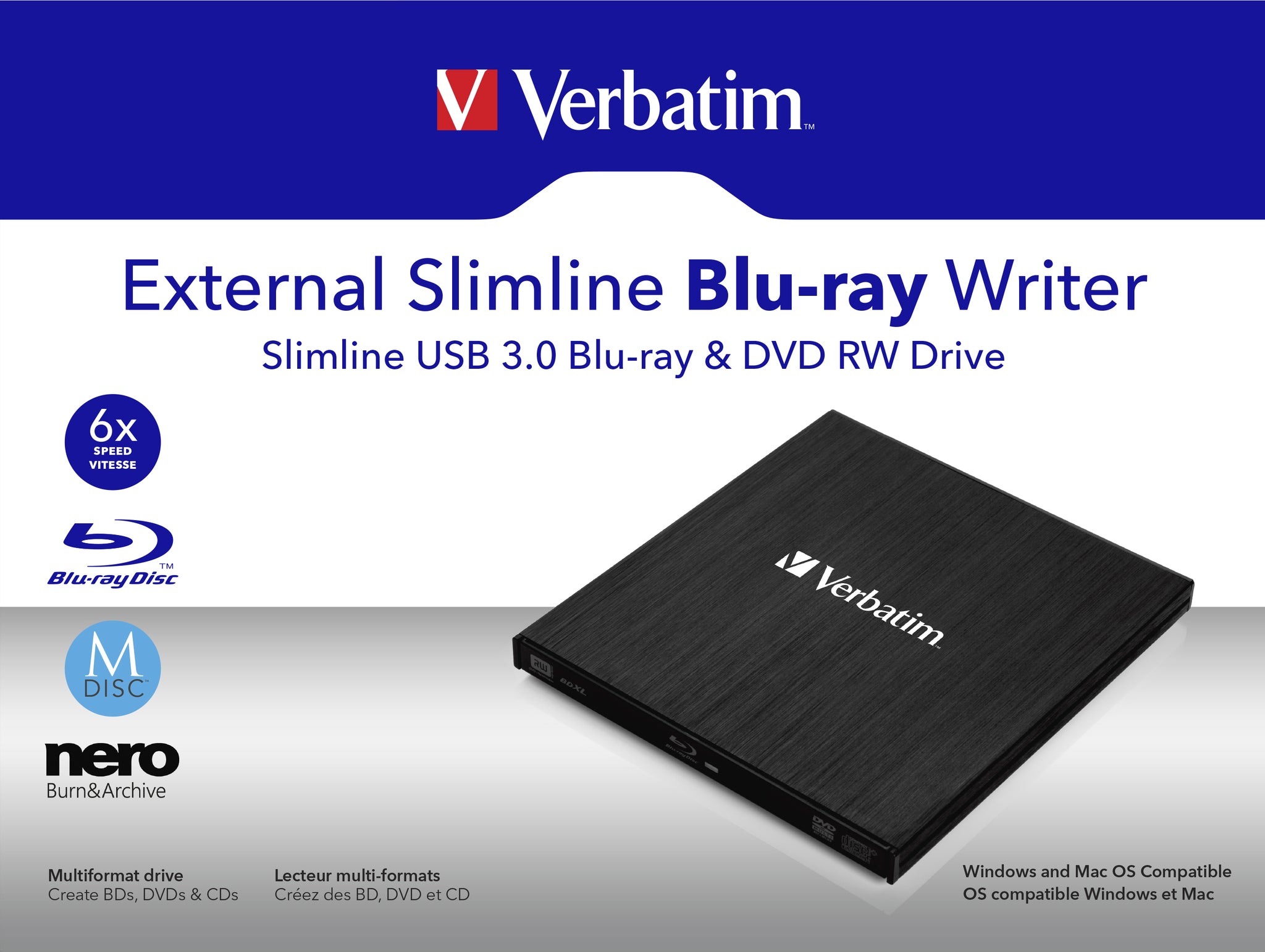 Verbatim External Slimline Optical Disc Drive Blu-Ray RW Black – Gotraka