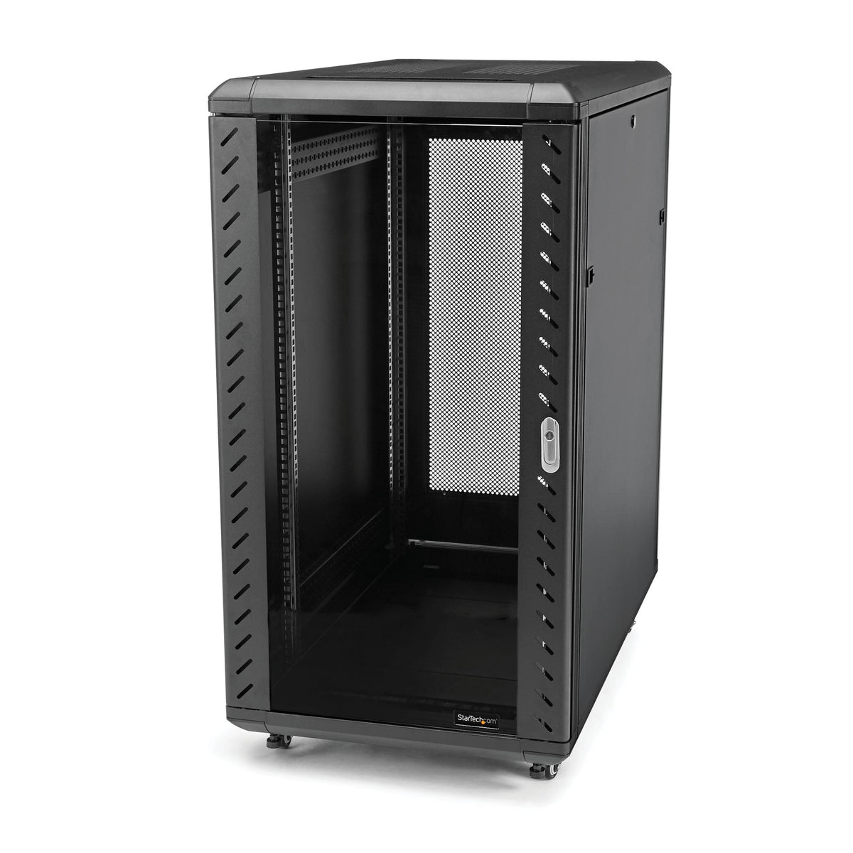 StarTech.com 18U 19" Server Rack Cabinet - 4 Post Adjustable Depth (6-32") Locking Knock Down Network/Computer Equipment Enclosure - Mobile w/Glass Door & Casters - HP ProLiant ThinkServer