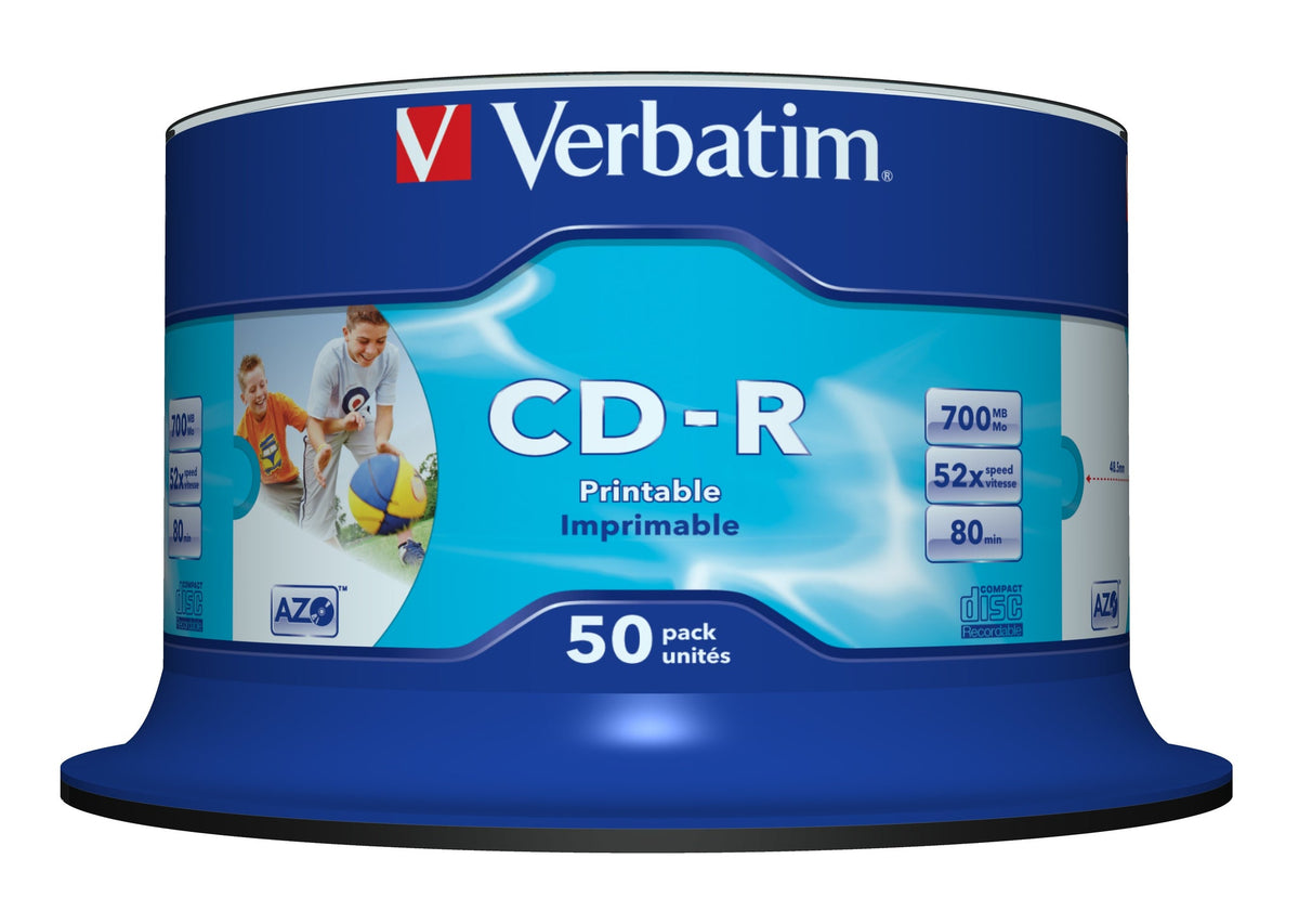 Verbatim Blank CD CD-R AZO Wide Inkjet Printable no ID 700 MB 50 pc(s)