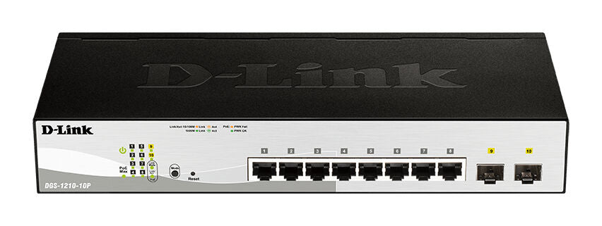 D-Link DGS-1210-10P network switch Managed L2 Gigabit Ethernet (10/100/1000) Power over Ethernet (PoE) 1U Black