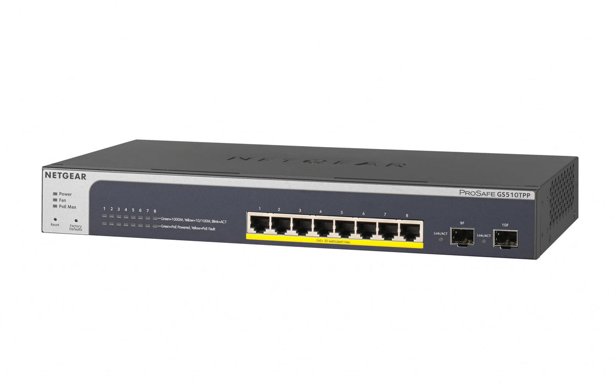 NETGEAR GS510TPP Managed L2/L3/L4 Gigabit Ethernet (10/100/1000) Power over Ethernet (PoE) Black