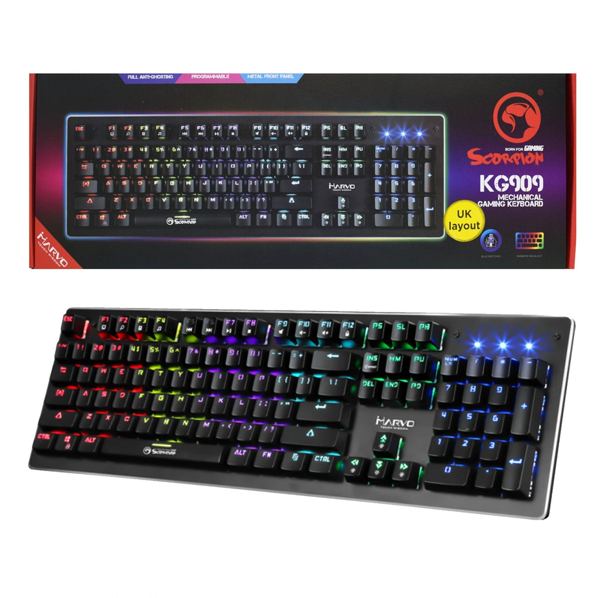 Marvo KG909 keyboard USB QWERTY UK English Black